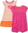 Carter's Girls 3-24 Months Dots and Stripes Romper and Dress Set (12 Months, Pink/Orange)