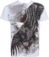 Flying Eagle Metallic Silver Embossed Short Sleeve Crew Neck Cotton Mens Fashion T-Shirt ( 2 Colors )