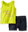 Calvin Klein Baby-girls Infant Top With Denim Short, Green, 18 Months