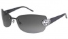 Gucci Women's 4201/S Rimless Sunglasses,Black Shiny Frame/Grey Gradient Lens,One Size