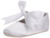 Ralph Lauren Layette Briley Ballet Crib Shoe (Infant/Toddler),White Satin,2 M US Infant