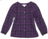 Burberry Girls Check Button Long Sleeve Shirt, Regency Purple (5Y)