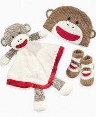 Give 'em something to snuggle. This sock monkey from Baby Starters is the perfect playtime or naptime friend for your little one.