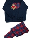 Girls and Boys Cute Teddy Bear And Plaid Motif Sweater And Legging Set