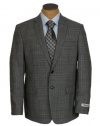 DKNY Mens 2 Button Gray Plaid Slim Fit Wool Sport Coat Jacket