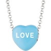Sterling Silver Blue Sweethearts Candy Heart Necklace - Love