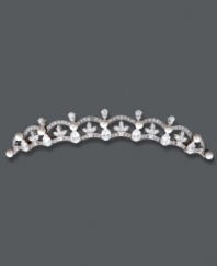 Whether it's for prom or Quinceanera -- she'll look like an absolute princess. CRISLU's tiara adds glamour to any occasion with sparkling cubic zirconias (17 ct. t.w.) and freshwater pearl accents (4 cm). Crafted in platinum over sterling silver.
