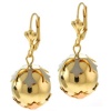 1-3/8 Tri Tone Round Ball Gold Plated Dangle Earrings With Lever Back