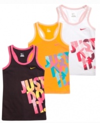 Dedication. She can show her passion for the game with this sporty tank from Nike.