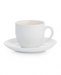 Full of possibilities, this ultra-versatile saucer from Noritake's collection of Colorwave white dinnerware is crafted of hardy stoneware with a half glossy, half matte finish in pure white. Mix and match with square shapes or any of the other Colorwave shades.