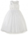 Us Angels Girls 7-16 Sleeveless Dress With Handbeaded Cummerbund, White, 10x
