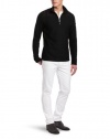 Calvin Klein Sportswear Men's Long Sleeve Half Zip Jacquard Knit, Black, Large
