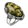 Baltic Green Amber and Sterling Silver Large Oval Ring Sizes 5,6,7,8,9,10,11,12