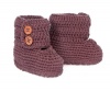 Hand Crocheted Knitoes Baby Boots for Newborns Through Toddlers (6-12 Months, Brown)