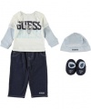 GUESS Kids Boys Newborn GUESS Kids Boys Long-Sleeve Tee, Pants, Ca, WHITE (6/9M)