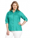 Jones New York Women's Plus-Size Long-Sleeve Easy-Care Blouse