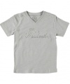 Akademiks Royal Crest V-Neck T-Shirt (Sizes 8 - 20) - heather gray, 10 - 12