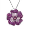 Sterling Silver Faded Flower Pendant-Necklace with Purple Swarovski Elements