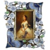 Beautifully Crafted Hand Painted Enamel Azure Blue Picture Frame (2 X 3) with Crystals Floral Design w/ Metal Back and Comes in a Gift Box