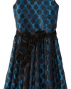 Blush by Us Angels Girls 7-16 Dotted Mesh Overlay Dress, Black/Teal, 8
