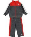 Puma - Kids Baby-Boys Infant Cat Promo Tricot Set, Grey/Red, 12 Months
