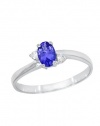 Effy Jewlery 14K White Gold Tanzanite and Diamond Ring, .57 TCW Ring size 7