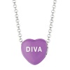 Purple Enamel Diva Sweethearts Sterling Silver Necklace, 16 Inch
