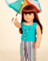 Aqua Stripe Loungewear. Complete Outfit with Sandals. Fits 18 Dolls like American Girl®