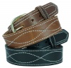 Men's Harness Leather Work Belt - 1 1/2 w/ Decorative Figure 8 Stitching