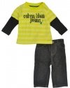 Calvin Klein Newborn Boys Yellow 2Fer Slider 2Pc Denim Pant Set (3/6M)