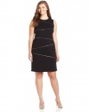 Calvin Klein Women's Plus-Size Seamed Dress With Zigzag Zipper, Black, 18W