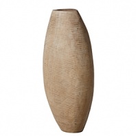 Donna Karan Lenox Hand Carved Wood Light Carved Tall Vase