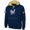 MLB Milwaukee Brewers True Leader Hooded Fleece Jacket, Navy/Harvest Gold