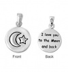 I Love You To The Moon And Back Pendant 14MM Sterling Silver 925