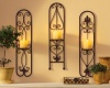Collections Etc - Iron Candle Sconce Wall Trio