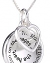 Sterling Silver The Story of Friendship Disc and Heart Pendant Necklace, 18