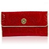 Valentino Orlandi Italian Designer Red Embroidered Leather Swarovski Wallet
