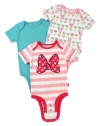 Disney Cuddly Bodysuit with Grow-an-Inch-Snaps, Minnie Mouse Classic Bow Three-Pack