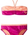 Roxy Girls 7-16 Little Beauty Drawstring Bandeau Swimsuit Set, Ultraviolet, 14