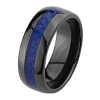 8mm Round Edge Ceramic Comfort Fit Blue Carbon Fiber Fibre Wedding Band Ring (Size 5 to 15)