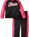 PUMA Girls 2-6X Toddler Raglan Tricot Track Jacket And Pant Set, Black, 2T