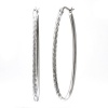 CleverEve Designer Series Woven Textured Oblong Oval Hoop .925 Sterling Silver Earrings - French Lock 50.00 x 70.00mm