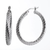 CleverEve Designer Series Wide Woven Textured .925 Sterling Silver Hoop Earrings - French Lock 39.00 x 37.00mm