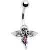 Silver 925 Pink Angelic Guardian Angel Belly Ring MADE WITH SWAROVSKI ELEMENTS