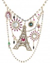 Betsey Johnson Paris is Always a Good Idea Eiffel Tower Multi-Charm Bib Necklace, 19