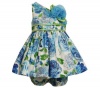 Bonnie Jean Baby Girls Floral Poplin Spring Summer Dress, Blue, 12 Months