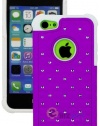 myLife (TM) Violet Purple + White Rugged Diamond Style 3 Layer (Hybrid Flex Gel) Grip Case for New Apple iPhone 5C Touch Phone (External 2 Piece Full Body Defender Armor Rubberized Shell + Internal Gel Fit Silicone Flex Protector + Lifetime Waranty + Seal