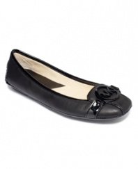 Patent trim adds shine to the soft leather Fulton Flats by MICHAEL Michael Kors.