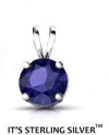 925 Sterling Silver Solitaire 1.50 Carat Blue Cubic Zirconia Pendant. (Basket Setting) 1.50 Carat 7 Mm Round