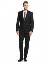 Kenneth Cole New York Men's Slim Fit 2 Button Side Vent Solid Suit, Black, 42 Short